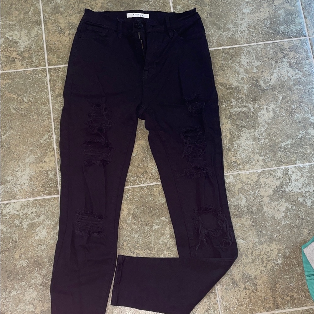 Pacsun Black Distressed Skinny Jeans